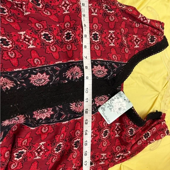 💃Nostalgia Red and Black Floral Boho Dress - Picture 4 of 4